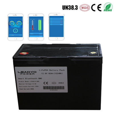 kaufen Intelligenter tiefer Zyklus Lifepo4 Marine Batteries der Lithiumionboots-Batterie-12v 80Ah mit Bluetooth-App on-line-Fertigung