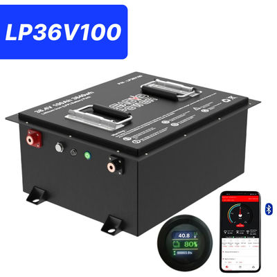 Guter Preis 36V 100Ah 200Amp 36.8V Bluetooth LiFePO4 Lithium Golfkarrenbatterie mit rundem LCD, 5 Jahre Garantie Online
